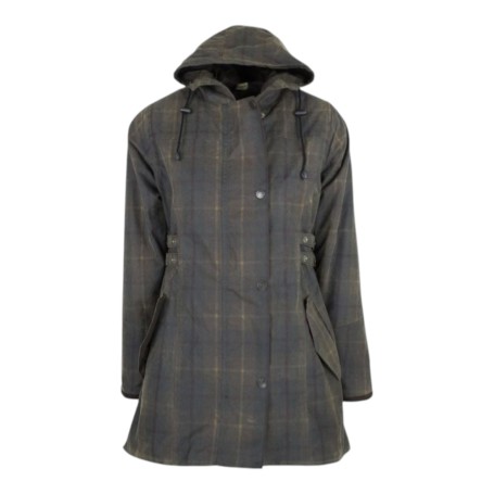 Chaqueta encerada Oxford Blue Tartan Katrina Honey