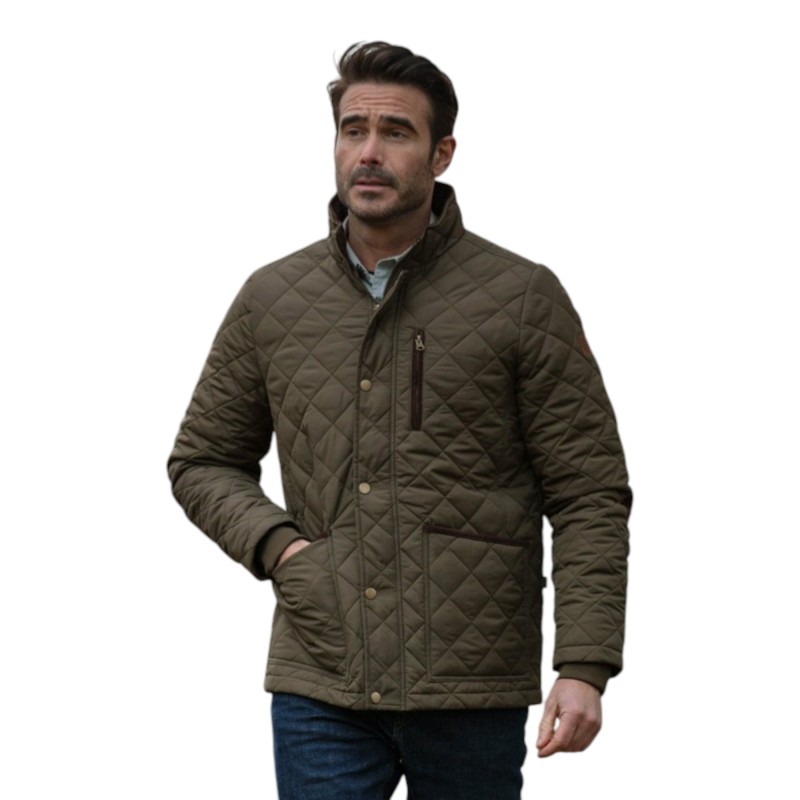 Chaqueta Oxford Blue Aron Quilted Olive
