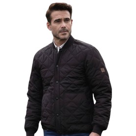 Chaqueta Oxford Blue Keswick Quilted Black/Tan