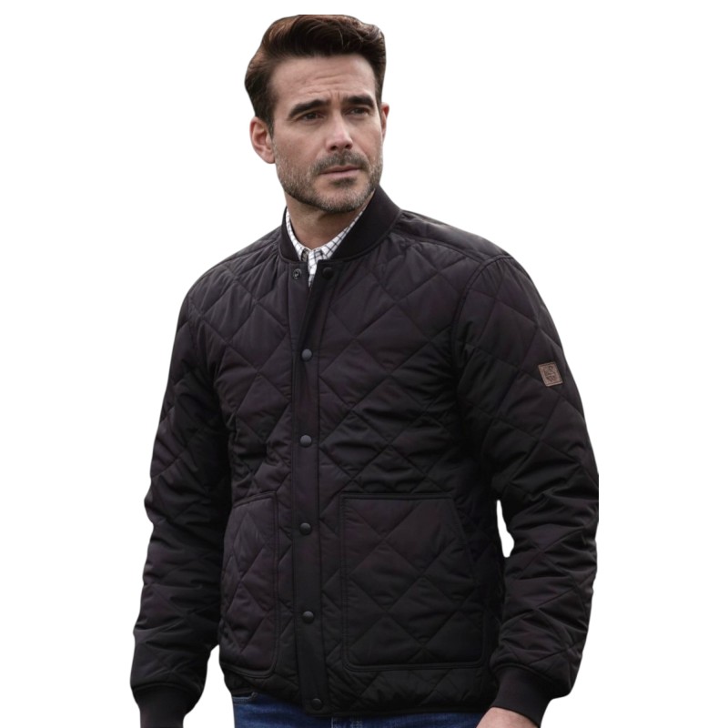 Chaqueta Oxford Blue Keswick Quilted Black/Tan