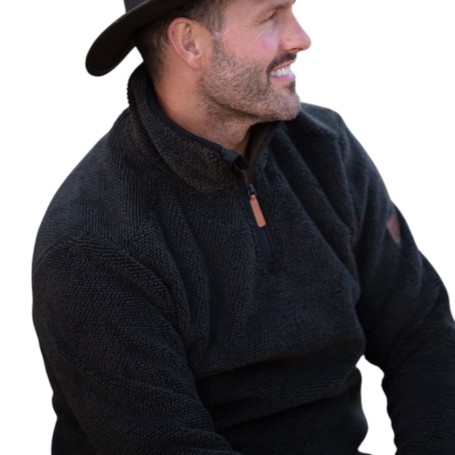 Jersey polar Oxford Blue Fleck cuarto cremallera Green