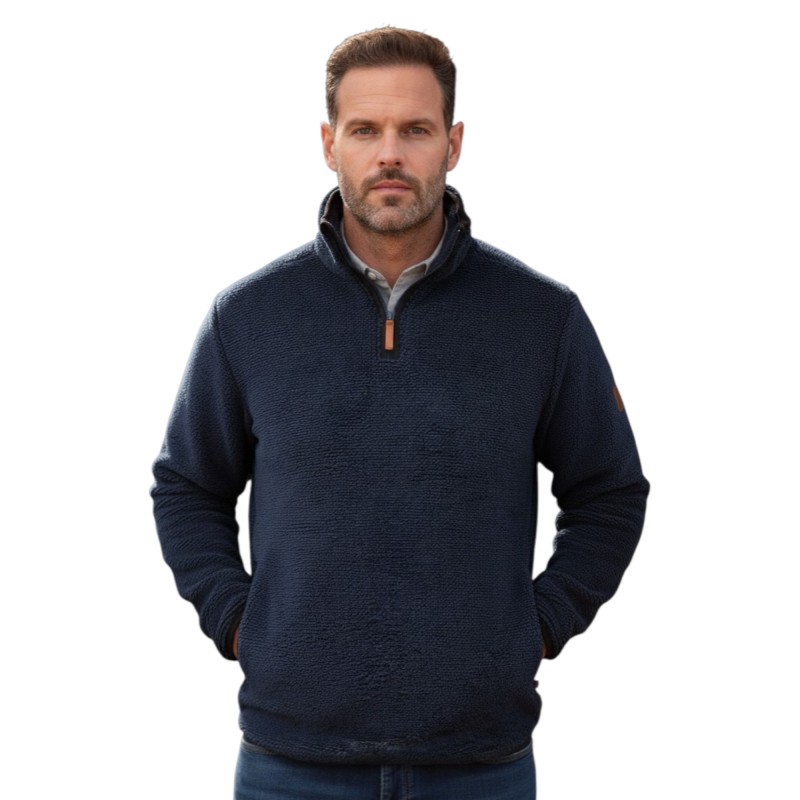 Jersey polar Oxford Blue Fleck cuarto cremallera Navy