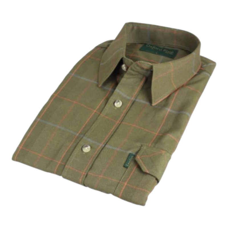 Camisa Oxford Blue Norfolk Tweed Checks Olive