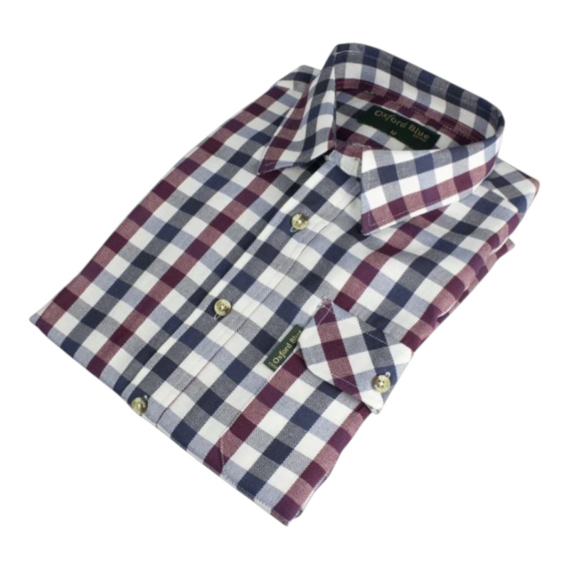 Camisa Oxford Blue County Check Wine