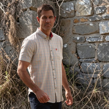 Camisa Manga Corta Oxford Blue London Tattersall Red