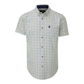 Camisa Manga Corta Oxford Blue London Tattersall  Navy