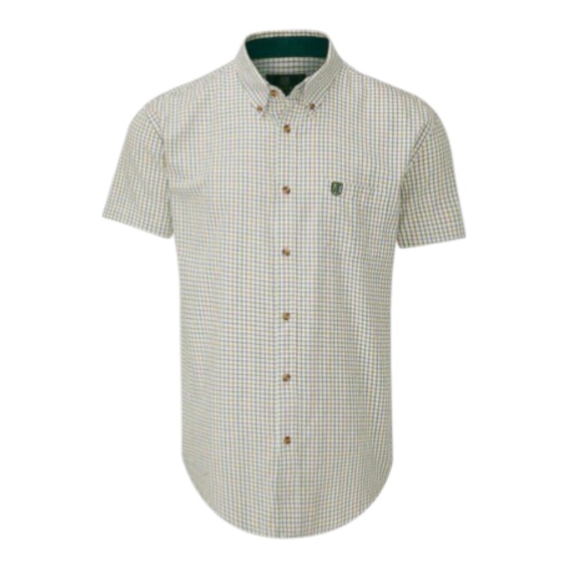 Camisa Manga Corta Oxford Blue Bern Check Orange/Green