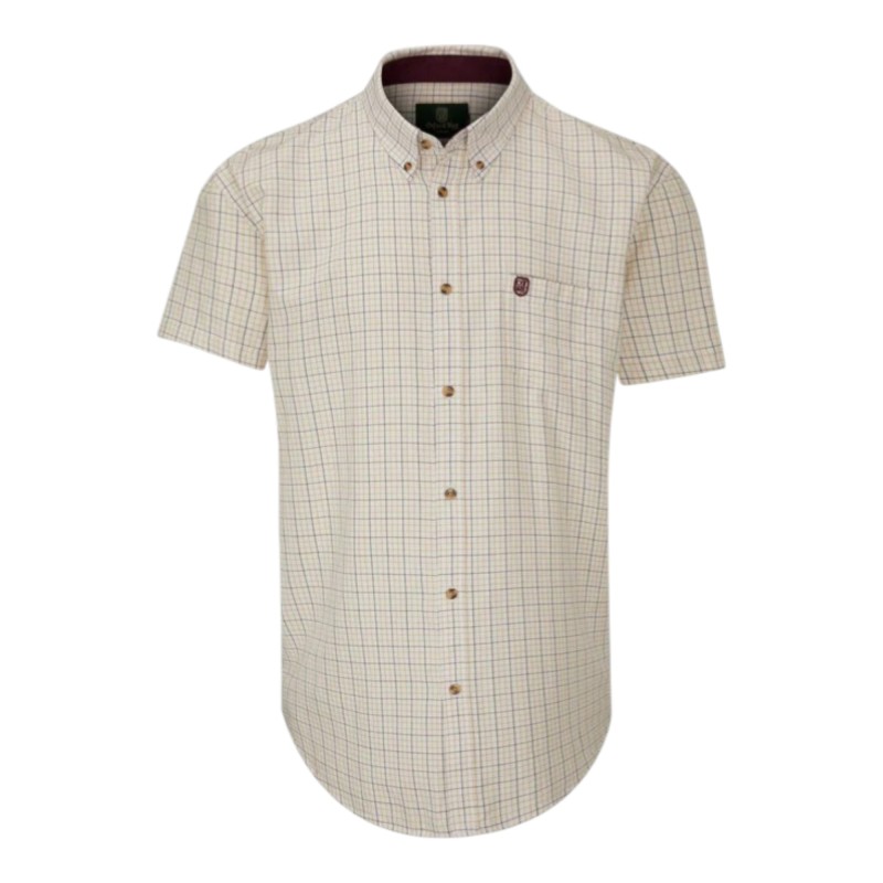 Camisa Manga Corta Oxford Blue Metz Check Brown/Yellow