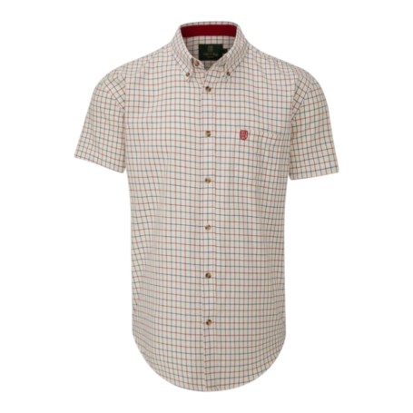 Camisa Manga Corta Oxford Blue Ghent Check Navy/Red