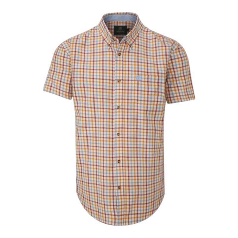 Camisa Manga Corta Oxford Blue Wick Check Red/Orange