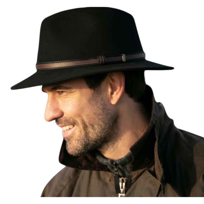 Sombrero Oxford Blue Fedora fieltro unisex Black