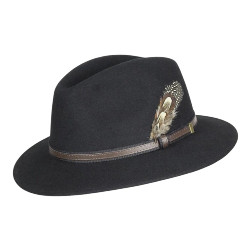 Sombrero Oxford Blue Fedora fieltro unisex Black