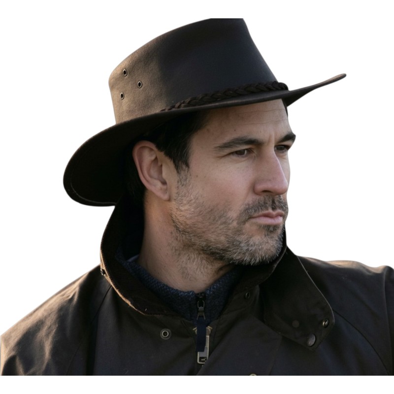 Sombrero Oxford Blue Aussie piel Brown