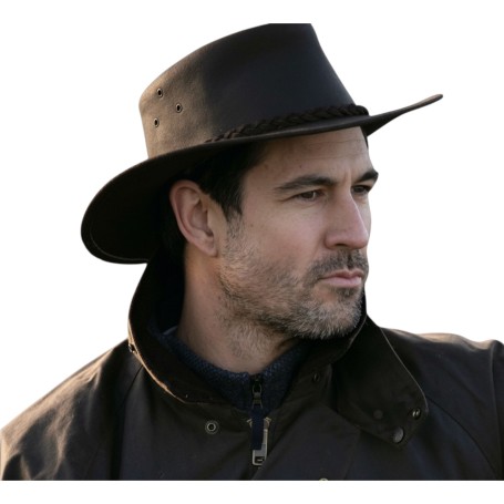 Sombrero Oxford Blue Aussie piel Brown