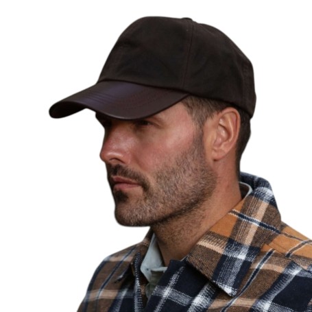 Gorra Oxford Blue Peak Baseball Wax cuero Brown