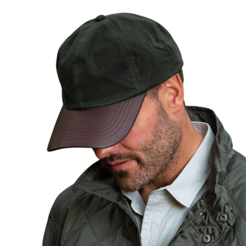 Gorra Oxford Blue Peak Baseball Wax cuero Green