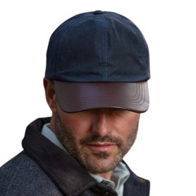 Gorra Oxford Blue Peak Baseball Wax cuero Navy