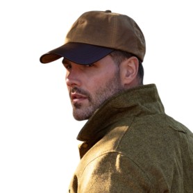 Gorra Oxford Blue Peak Baseball Wax cuero Stone