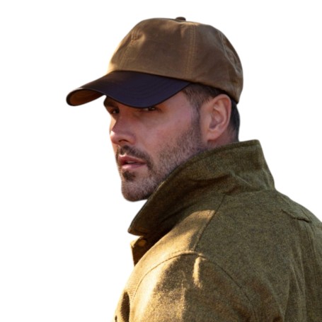 Gorra Oxford Blue Peak Baseball Wax cuero Stone