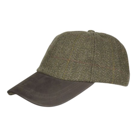 Gorra Oxford Blue Peak Baseball Tweed cuero Brown