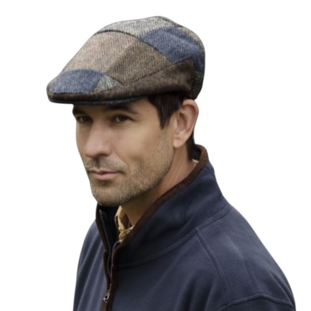 Gorra Oxford Blue Harris Tweed Mixed Patchwork