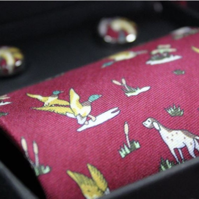 Caja Gemelos y corbata Oxford Blue Wine