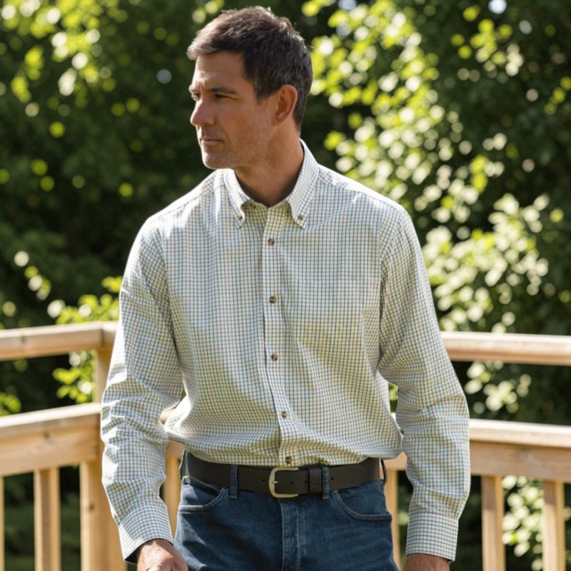 Camisa Oxford Blue London Tattersall Green