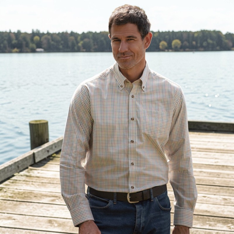 Camisa Oxford Blue London Tattersall Red