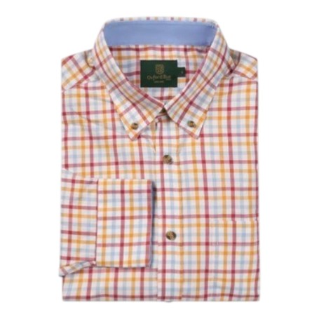 Camisa Oxford Blue Wick Check S/Sleeve Red/Orange