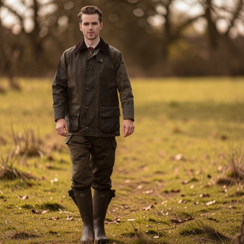 Chaqueta encerada Oxford Blue Gamekeeper Green