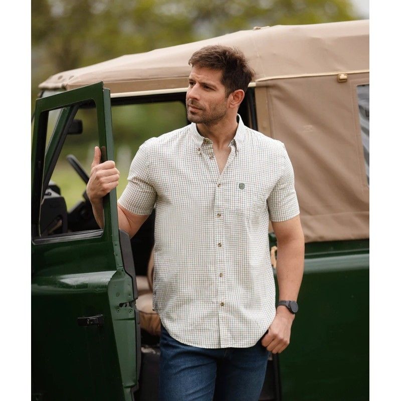 Camisa Manga Corta Oxford Blue London Tattersall Green