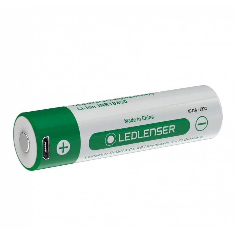 Led Lenser Batería recargable 18650 Carga directa Micro USB Para Linterna TAC6R