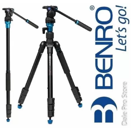 Tripé de alumínio BENRO Aero 2 + cabeça esférica S2 + estojo + alça + pontas - Aero 2 - Benro - Tripés BENRO