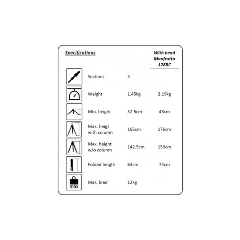 KITE OPTICS Ardea CF + Manfr. 128RC - 5425026282622 - Kite Optics - Tripés KITE OPTICS