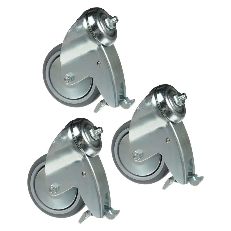 Conjunto de três rodas de 100 mm com freios. Conector M10 - 104G - Manfrotto - Acessórios Conjunto de três rodas de 100 mm com freios. Conector M10 - 104G - Manfrotto - Acessórios