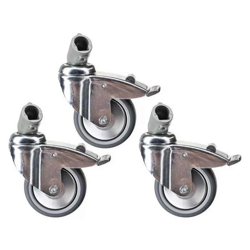 Conjunto de três rodas de 100 mm com freios e adaptador - 110G - Manfrotto - Sapatas, Grampos e Adaptadores