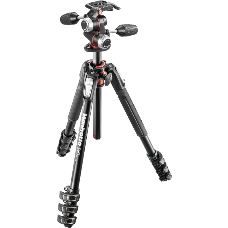 Kit de tripé 190XPRO de 4 seções com cabeça esférica de 3 vias - Alumínio - MK190XPRO4-3W - Manfrotto - Tripés MANFROTTO Kit de tripé 190XPRO de 4 seções com cabeça esférica de 3 vias - Alumínio - MK190XPRO4-3W - Manfrotto - Tripés MANFROTTO
