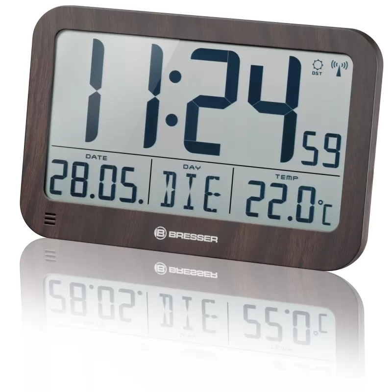 Reloj de Pared/Mesa BRESSER MyTime MC LCD con Apariencia de Madera 225x150 mm