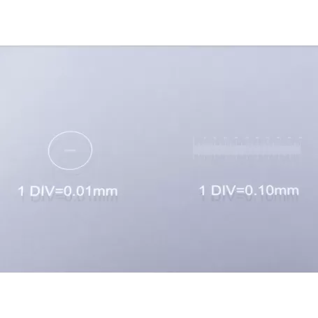 Lâmina de microscópio BRESSER com micrômetro 1/10 e 1/100 mm