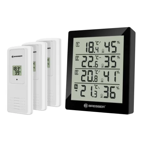 Termômetro e higrômetro BRESSER Temeo Higro Quadro com 4 dados de medição independentes Termômetro e higrômetro BRESSER Temeo Higro Quadro com 4 dados de medição independentes