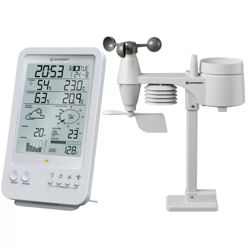 Estação meteorológica BRESSER Wetter Center 5 em 1, branca Estação meteorológica BRESSER Wetter Center 5 em 1, branca