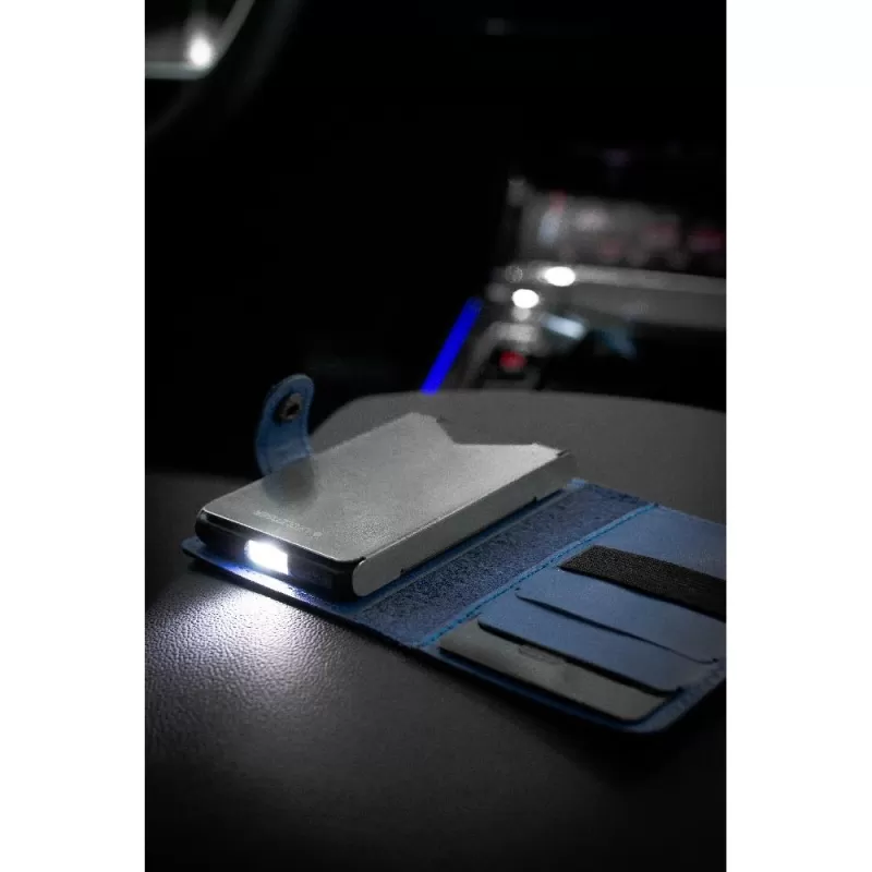 Led Lenser Cartera tarjetero de piel con linterna y protector de tarjetas150 lm - color azul marino