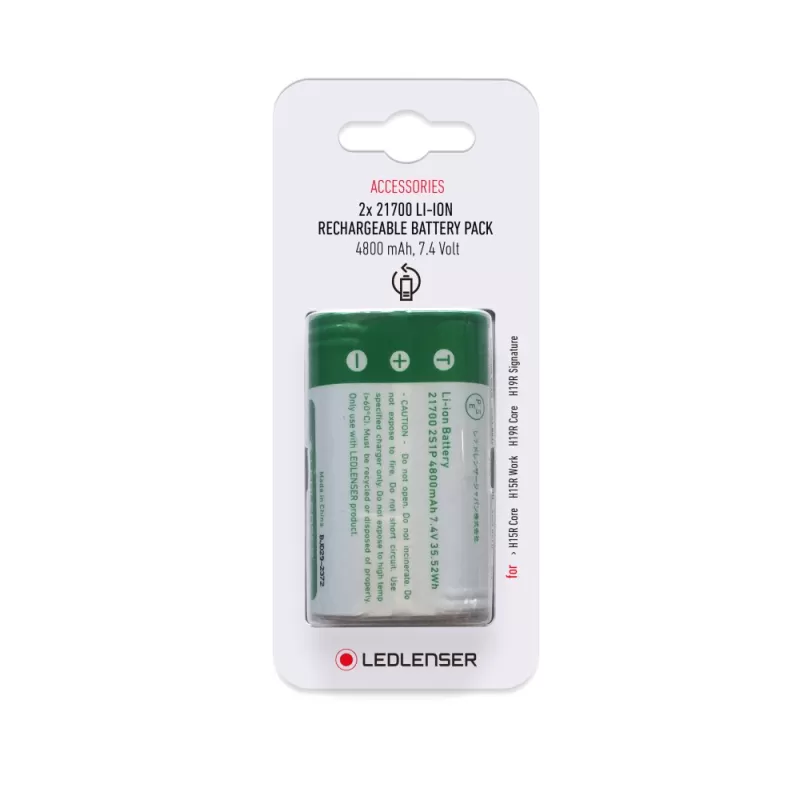 Bateria recarregável Led Lenser 2 x 21700 íons de lítio 4800 mAh