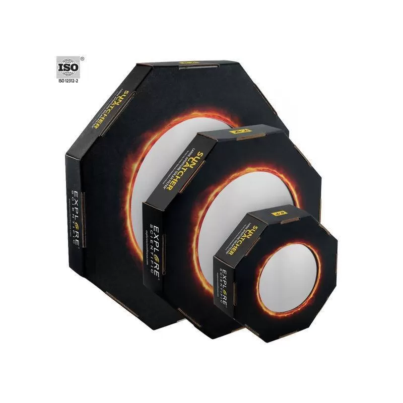 Filtro solar EXPLORE SCIENTIFIC Sun Catcher para telescópios com abertura de 80-102 mm Filtro solar EXPLORE SCIENTIFIC Sun Catcher para telescópios com abertura de 80-102 mm