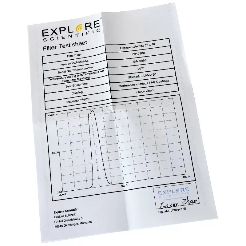 Filtro de névoa EXPLORE SCIENTIFIC O-III de 2"