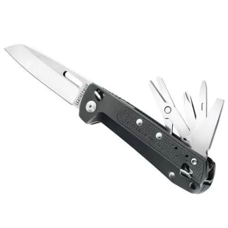 LEATHERMAN K4 cinza escuro, borda lisa, sem bainha, caixa de papelão LEATHERMAN K4 cinza escuro, borda lisa, sem bainha, caixa de papelão