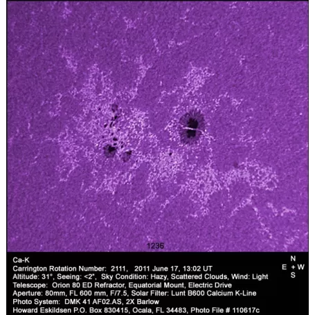 Filtro LUNT LS12CaKMDs2 ca-K no cilindro de extensão