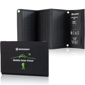 Carregador solar móvel BRESSER de 21 watts com saída USB e CC