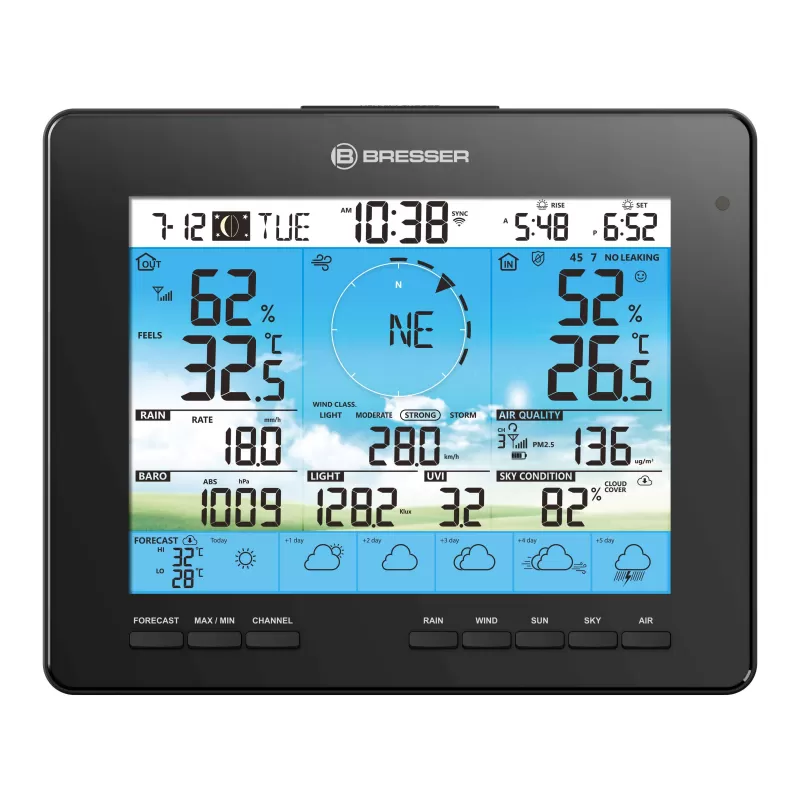 Centro meteorológico solar 7 em 1 BRESSER 4CAST PRO Wi-Fi de 6 dias