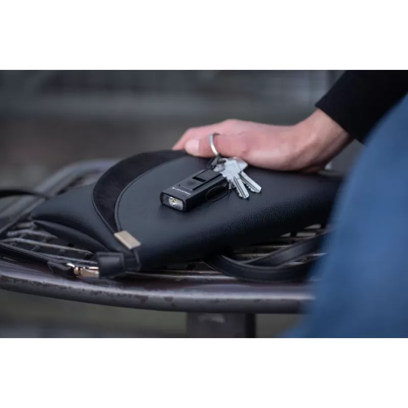 Chaveiro Led Lenser K6R Cinza de Segurança, Recarregável com Carregamento USB-A (Sinal Acústico de Emergência)